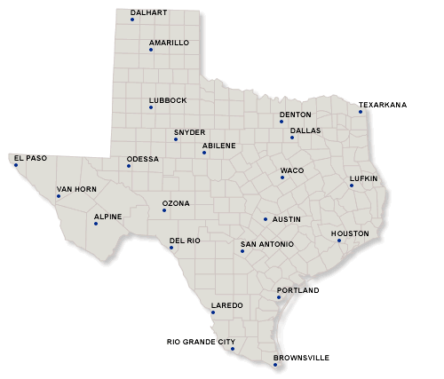 Click on a Texas County Below